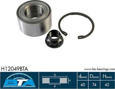 BTA H12049BTA - Wheel hub, bearing Kit parts5.com