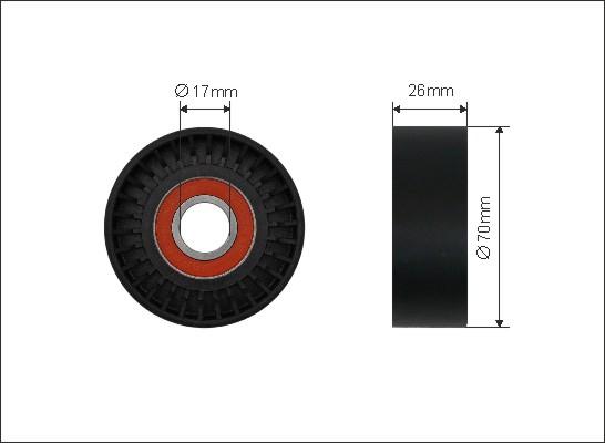 Caffaro 500435 - Szíjtárcsa / vezetőgörgő, hosszbordás szíj parts5.com