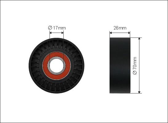 Caffaro 500422 - Szíjtárcsa / vezetőgörgő, hosszbordás szíj parts5.com