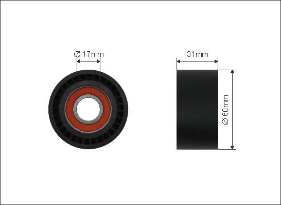 Caffaro 275-00 - Deflection / Guide Pulley, v-ribbed belt parts5.com