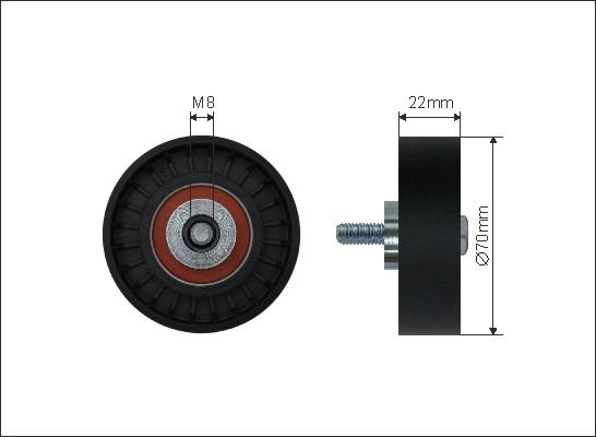 Caffaro 135-77 - Deflection / Guide Pulley, v-ribbed belt parts5.com