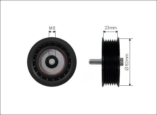 Caffaro 317-00 - Usmeravajući / vodeći točkić, klinasti rebrasti kaiš parts5.com