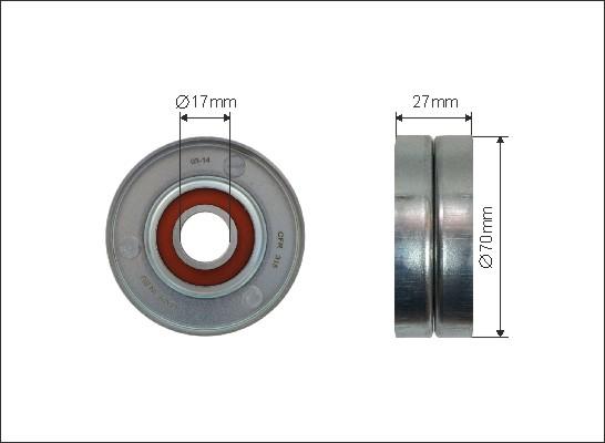 Caffaro 377-00 - Deflection / Guide Pulley, v-ribbed belt parts5.com