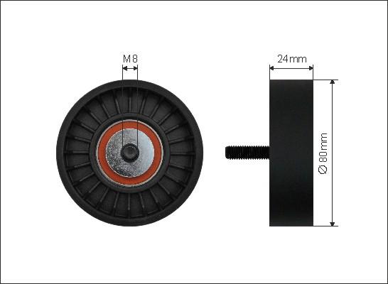 Caffaro 37-73 - Deflection / Guide Pulley, v-ribbed belt parts5.com