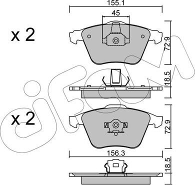 Cifam 822-549-3 - Piduriklotsi komplekt,ketaspidur parts5.com