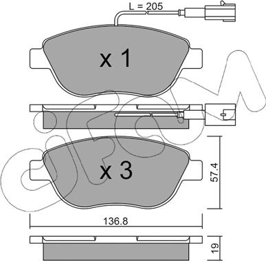 Cifam 822-322-0 - Komplet kočnih obloga, disk kočnica parts5.com