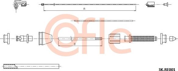 Cofle 92.3K.RE001 - Gaz pedalı teli parts5.com