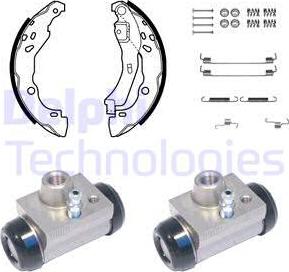 Delphi KP1077 - Комплект тормозных колодок, барабанные parts5.com