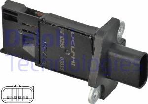 Delphi AF10255-12B1 - Medidor de la masa de aire parts5.com