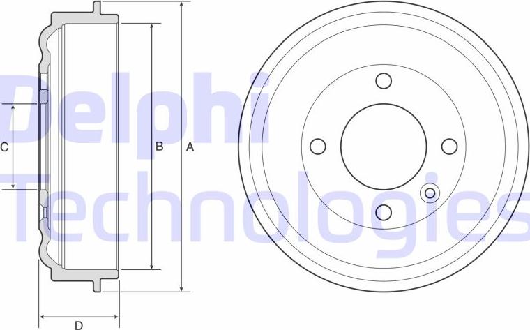 Delphi BF638 - Zavorni boben parts5.com