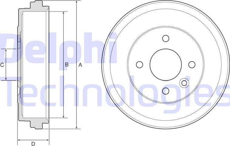 Delphi BF637 - Tambor de freno parts5.com