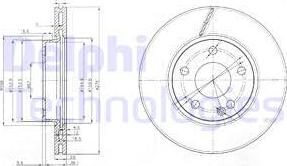 Delphi BG3845C - Brzdový kotouč parts5.com