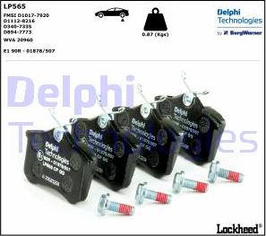 Delphi LP565 - Bremsbelagsatz, Scheibenbremse parts5.com