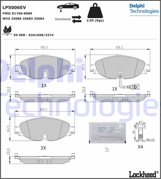 Delphi LP5006EV - Komplet kočnih obloga, disk kočnica parts5.com