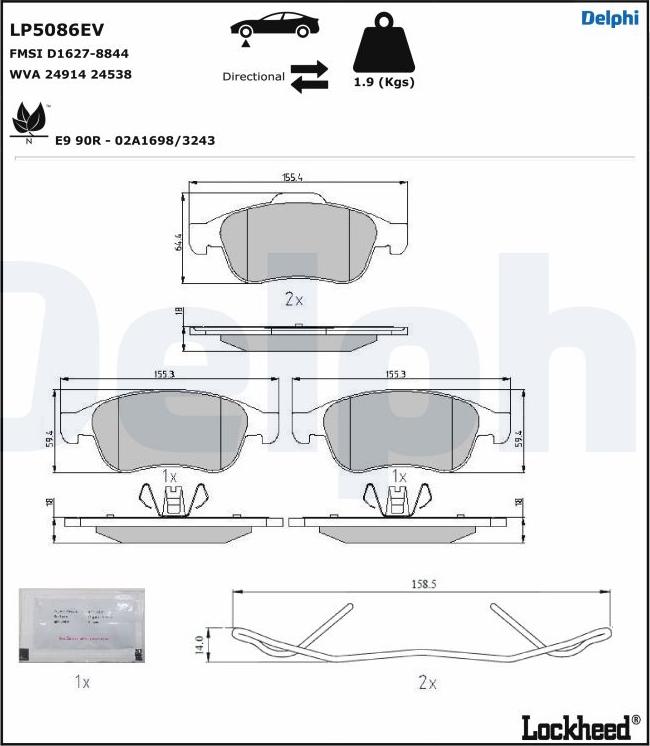 Delphi LP5086EV - Set placute frana,frana disc parts5.com