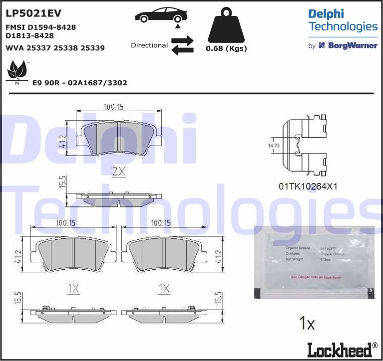 Delphi LP5021EV - Set placute frana,frana disc parts5.com