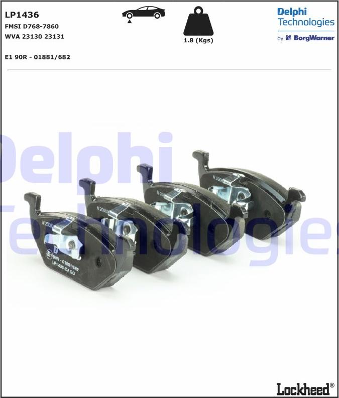 Delphi LP1436 - Fékbetétkészlet, tárcsafék parts5.com