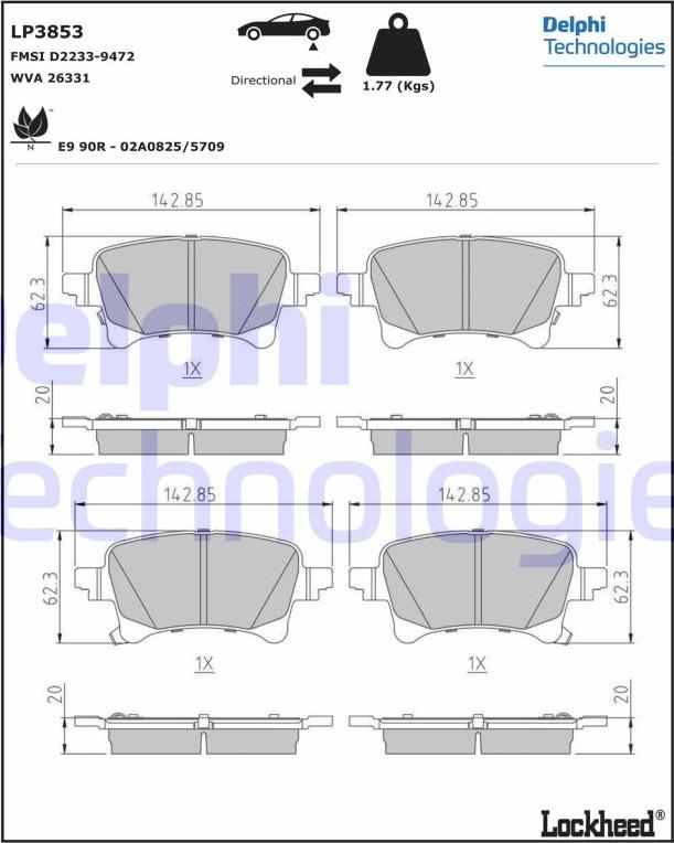 Delphi LP3853 - Juego de pastillas de freno parts5.com