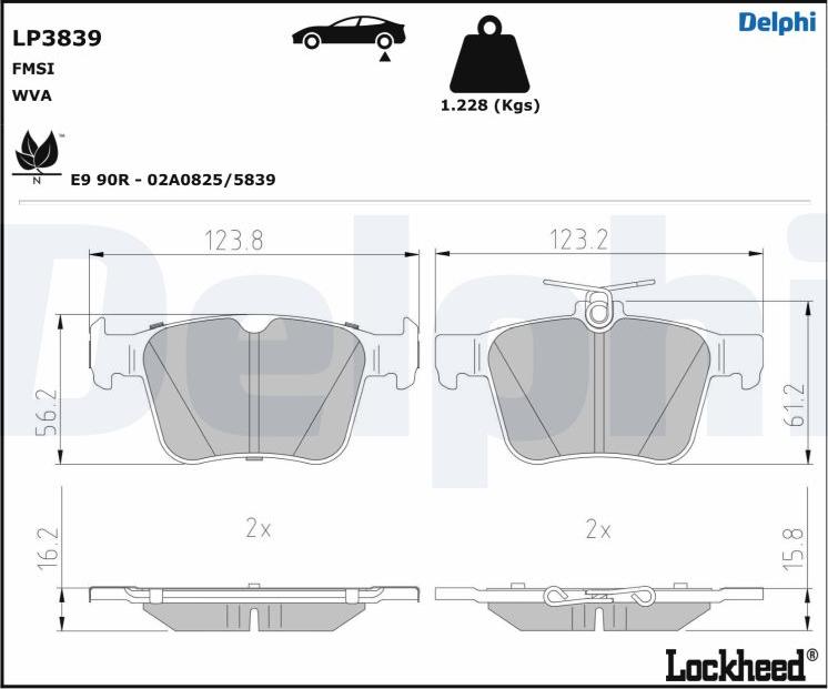 Delphi LP3839 - Sada brzdových platničiek kotúčovej brzdy parts5.com