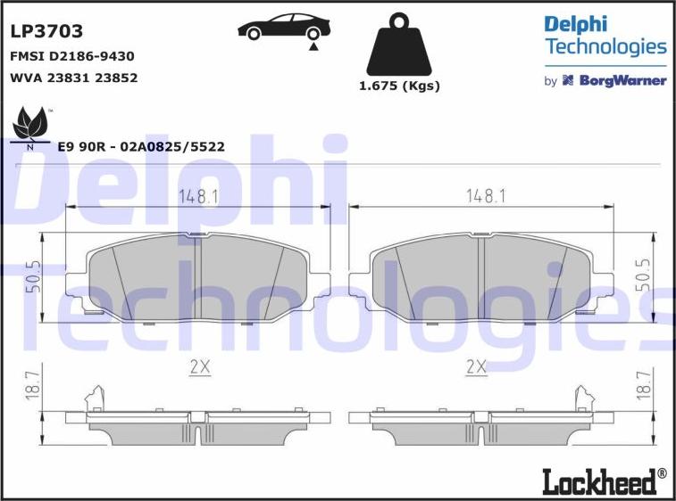 Delphi LP3703 - Juego de pastillas de freno parts5.com