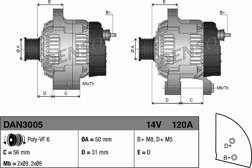 Denso DAN3005 - Alternatör parts5.com