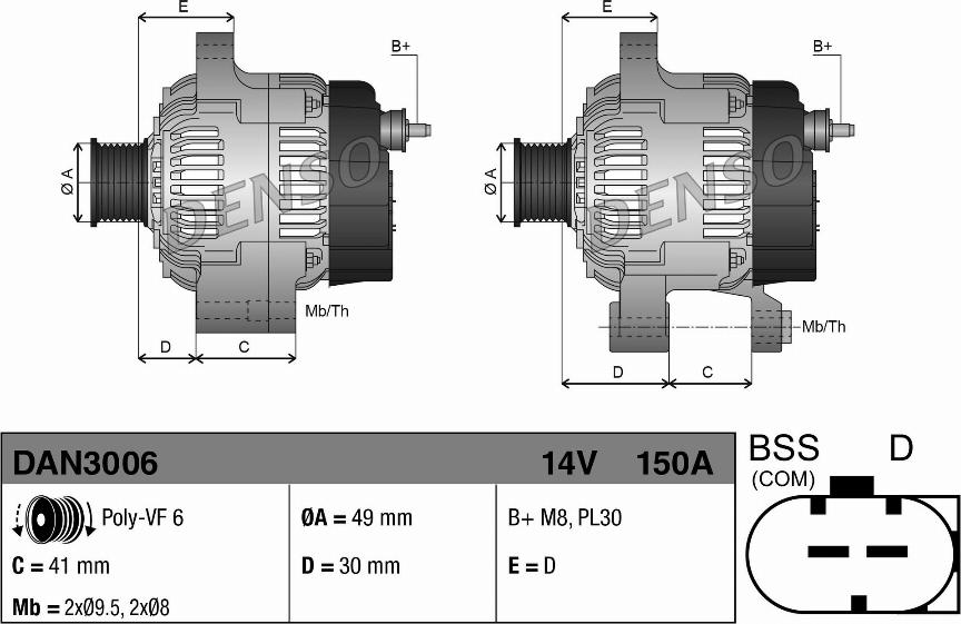 Denso DAN3006 - Generaator parts5.com