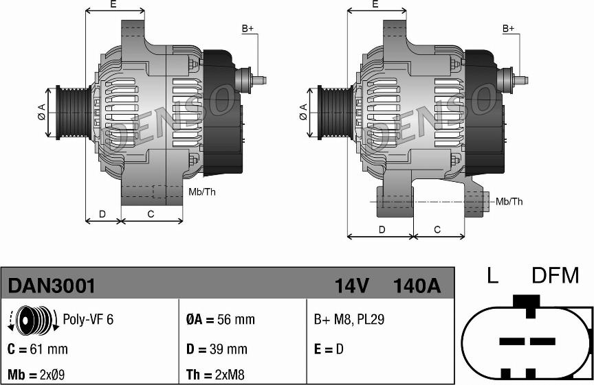 Denso DAN3001 - Generator parts5.com