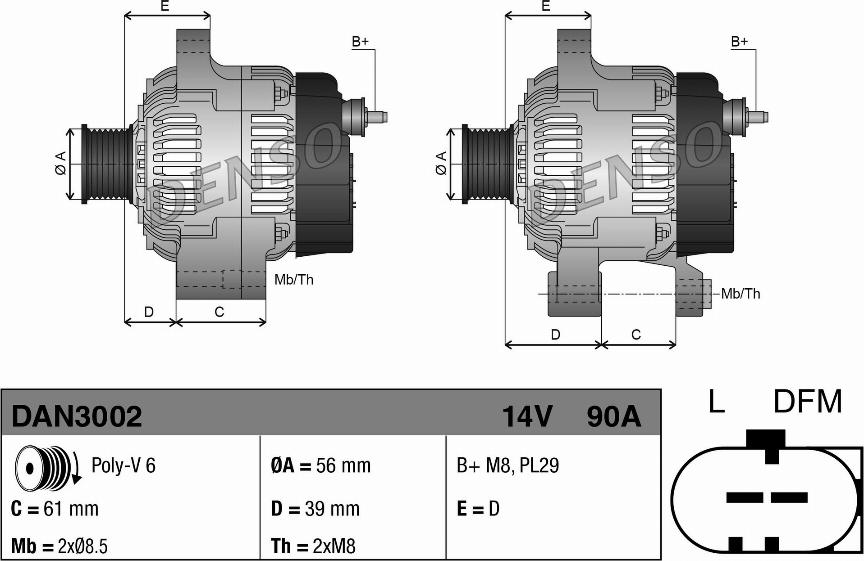 Denso DAN3002 - Alternatör parts5.com