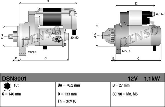 Denso DSN3001 - Rozrusznik parts5.com