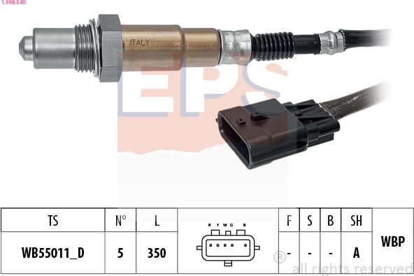 EPS 1.998.540 - Αισθητήρας λάμδα parts5.com