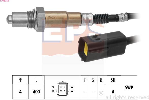 EPS 1.998.559 - Αισθητήρας λάμδα parts5.com