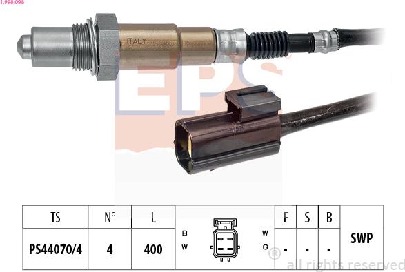 EPS 1.998.098 - Sonda Lambda parts5.com