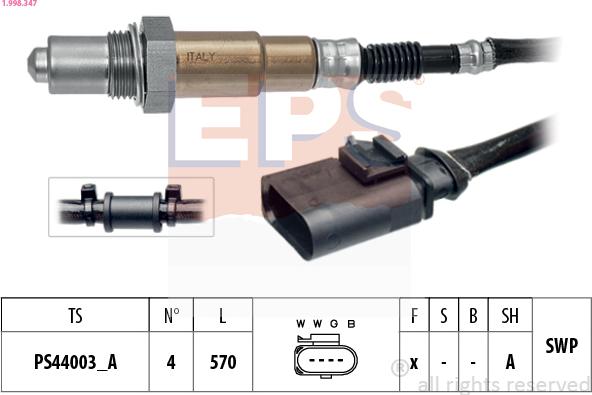 EPS 1.998.347 - Sonda Lambda parts5.com