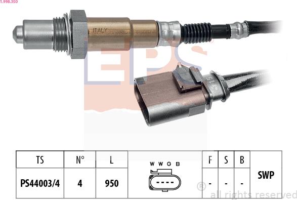 EPS 1.998.350 - Sonda Lambda parts5.com