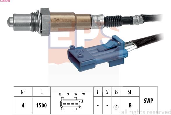 EPS 1.998.301 - Sonda Lambda parts5.com