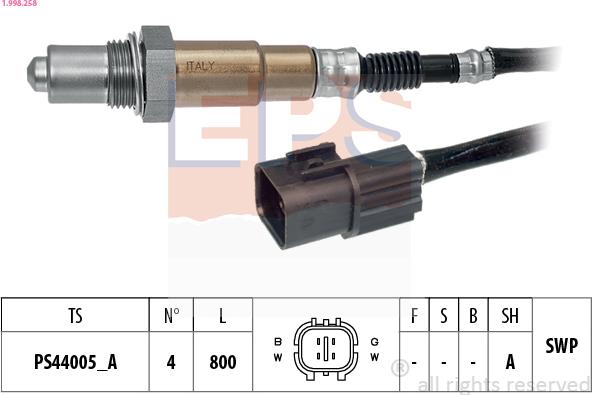 EPS 1.998.258 - Sonde lambda parts5.com