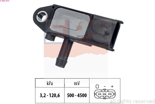 EPS 1.993.273 - Sensor, exhaust pressure parts5.com