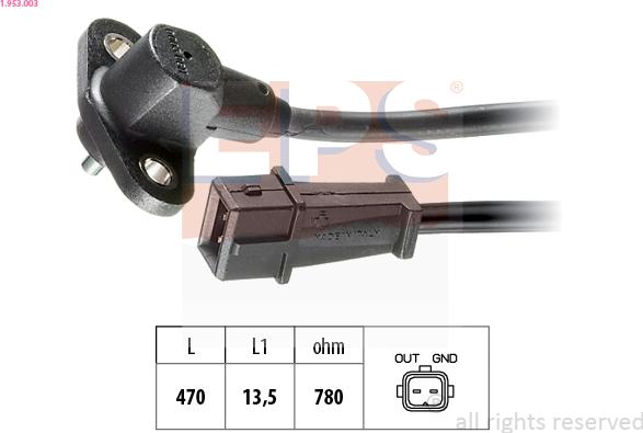 EPS 1.953.003 - Capteur d'angle, vilebrequin parts5.com