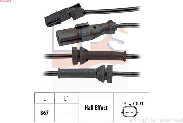 EPS 1.960.053 - Czujnik, prędkość obrotowa koła parts5.com