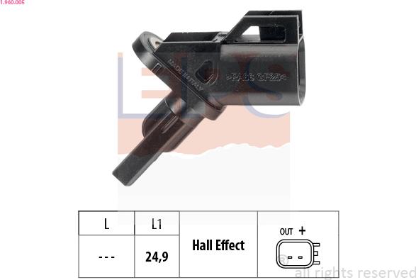 EPS 1.960.005 - Sensor, Raddrehzahl parts5.com