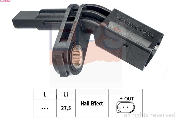 EPS 1.960.007 - Sensor, revoluciones de la rueda parts5.com