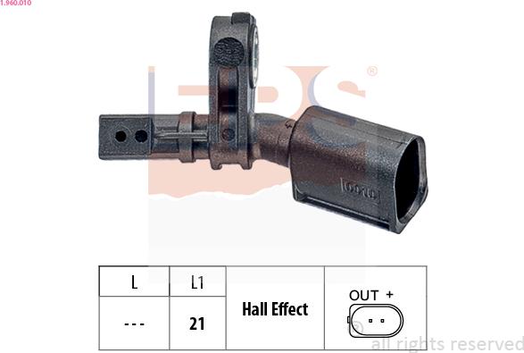 EPS 1.960.010 - Tekerlek hız sensörü parts5.com