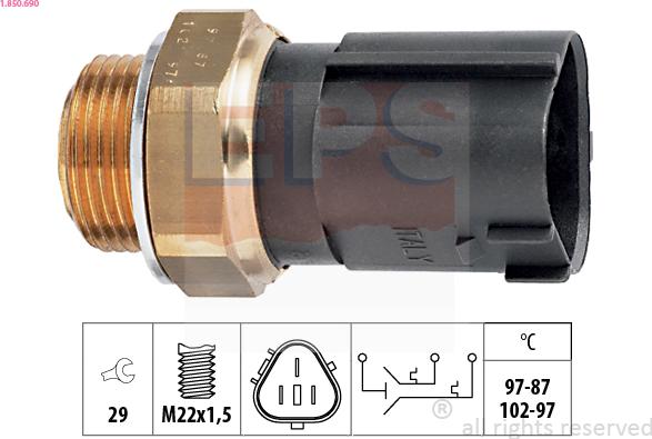 EPS 1.850.690 - Termoprekidač, ventilator hladnjaka parts5.com