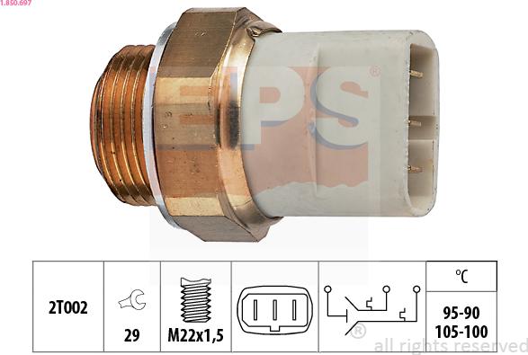 EPS 1.850.697 - Temperature Switch, radiator / air conditioner fan parts5.com