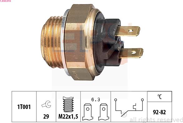 EPS 1.850.016 - Interrupteur de température, ventilateur de radiateur parts5.com