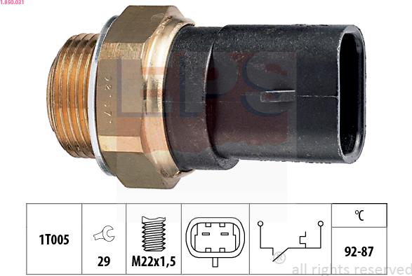 EPS 1.850.031 - Interrupteur de température, ventilateur de radiateur parts5.com