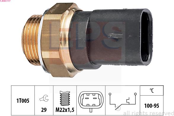 EPS 1.850.117 - Interruptor de temperatura, ventilador del radiador parts5.com