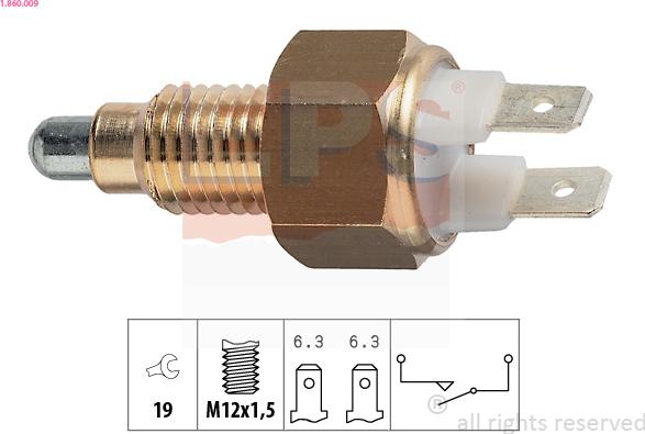 EPS 1.860.009 - Interruptor, piloto de marcha atrás parts5.com