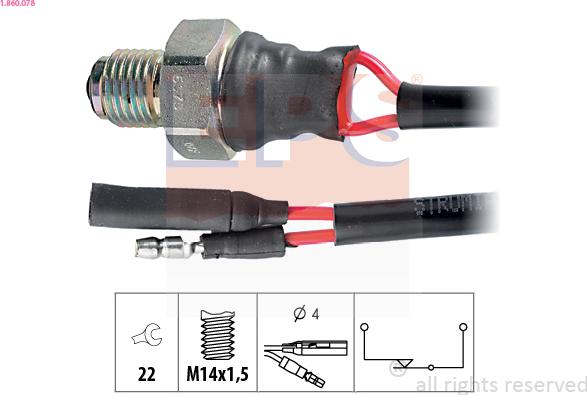 EPS 1.860.078 - Interruptor, piloto de marcha atrás parts5.com