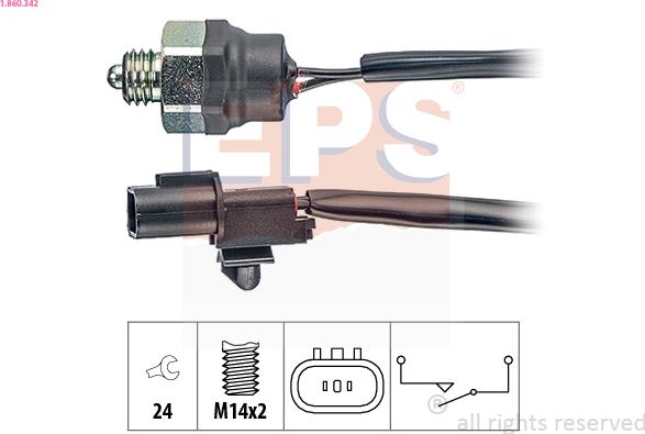 EPS 1.860.342 - Interruptor, piloto de marcha atrás parts5.com